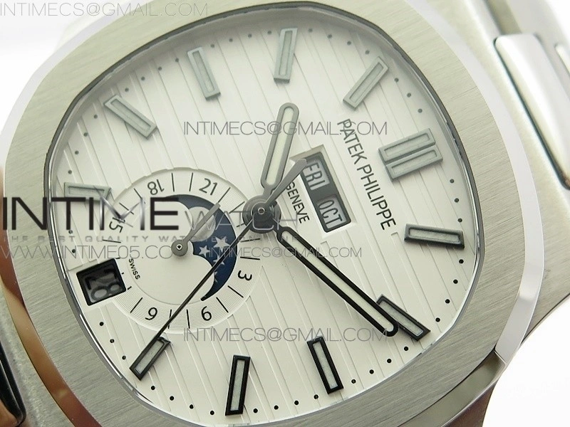 NAUTILUS 5726 SS GRF 1:1 BEST EDITION WHITE DIAL WORKING ANNUAL CALENDARON SS BRACELET A.324 V2